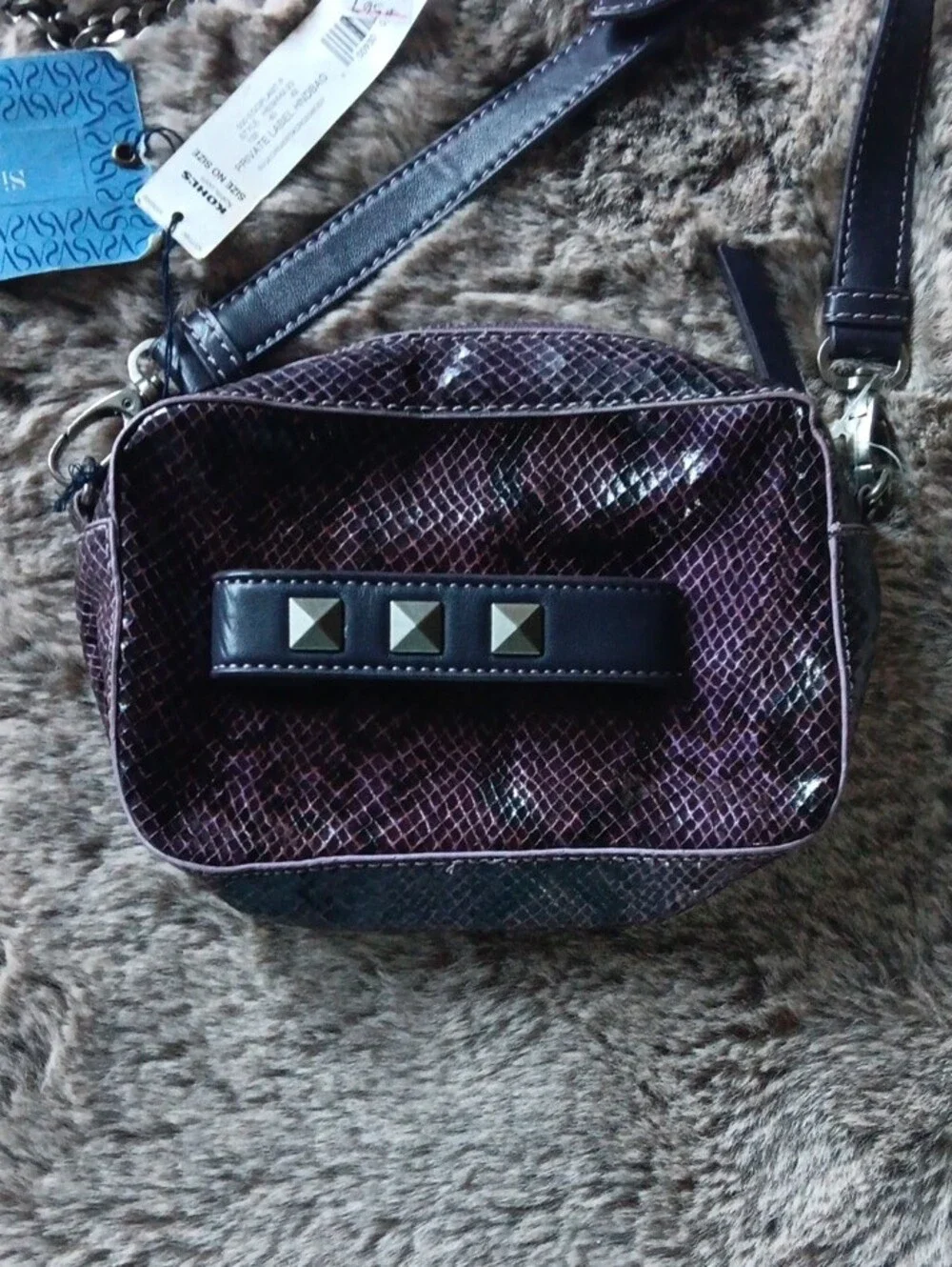Simply Vera Vera Wang Purple Studded Crossbody Bag